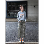 裤 设计感工装 女 复古洗水棉女士牛仔九分裤 MISSKO可可欢姐早春新款