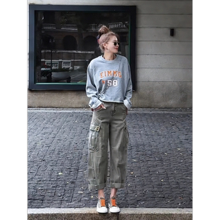 裤 设计感工装 女 复古洗水棉女士牛仔九分裤 MISSKO可可欢姐早春新款