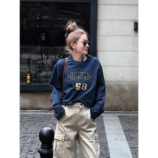 百搭重磅洗水毛边慵懒风套头卫衣上衣 四季 MISSKO可可欢姐春季 新款