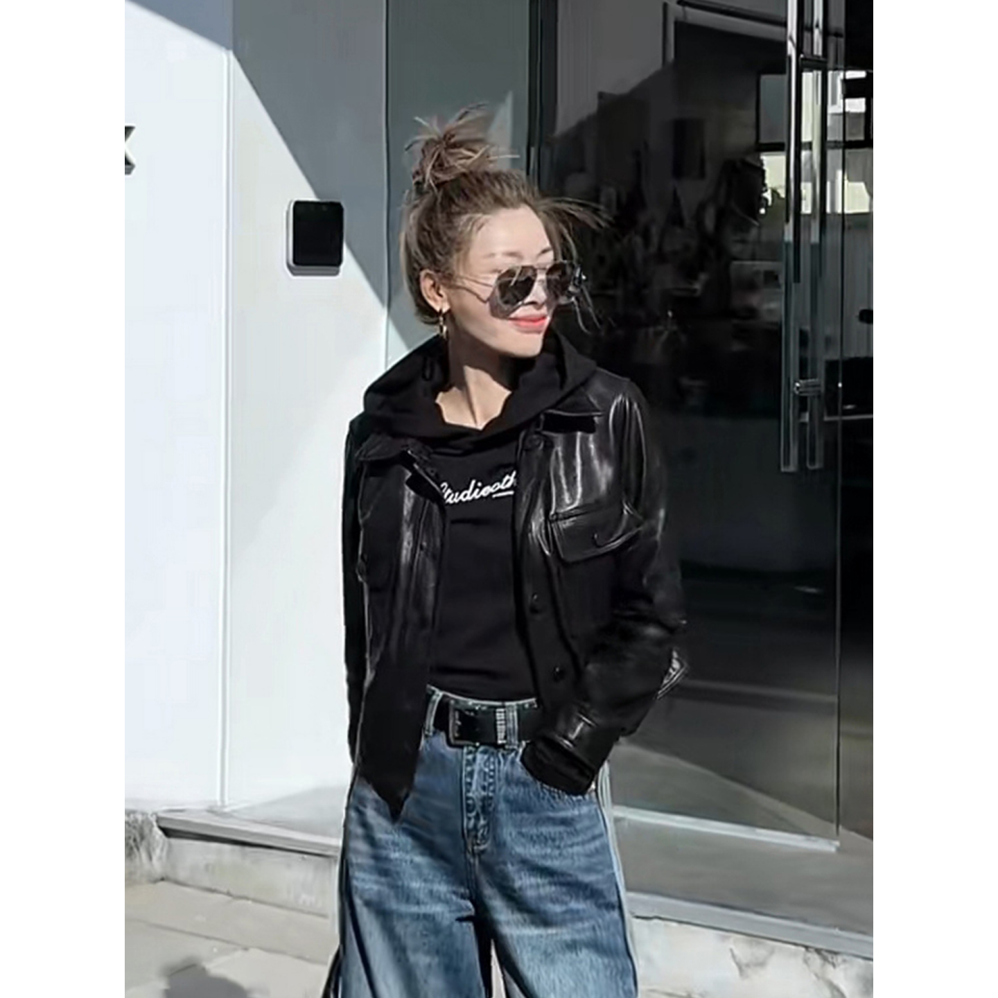 MISSKO可可欢姐新款复古工装口袋款植鞣羊皮皮衣女士上衣外套,女装/女士精品,短外套,淘宝优惠券,粉丝福利购,淘宝优惠卷