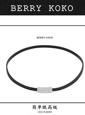 MISSKO可可欢姐复古风小众款钛钢方形皮绳锁骨颈链带磁吸扣