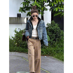 MISSKO可可欢姐2025秋季新款正肩连帽假两件显瘦牛仔短外套夹克女