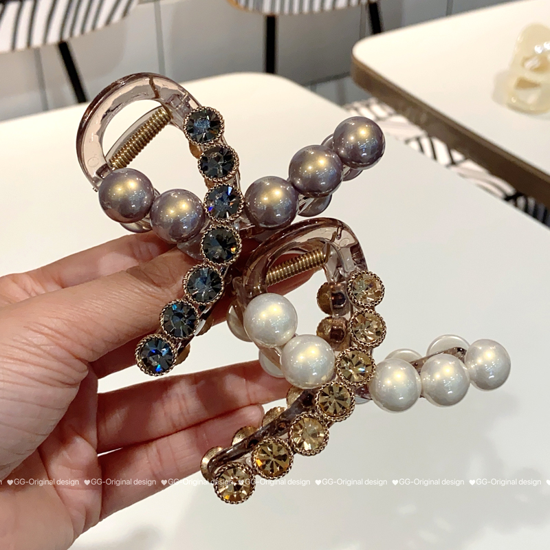 水晶闪钻韩国精致珍珠抓夹
