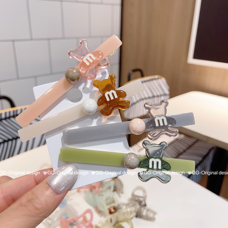 韩国小熊糖果色马卡龙色鸭嘴夹