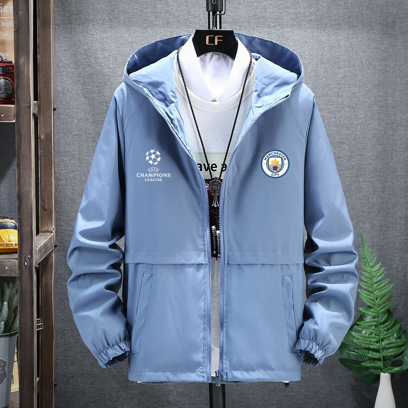 曼城欧冠足球运动夹克风衣外套男女秋冬季加棉厚训练开衫连帽上衣,运动服/休闲服装,运动茄克/外套,淘宝优惠券,粉丝福利购,淘宝优惠卷