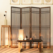 新中式 实木竹屏风隔断折叠移动客厅卧室遮挡茶楼道具复古做旧折屏