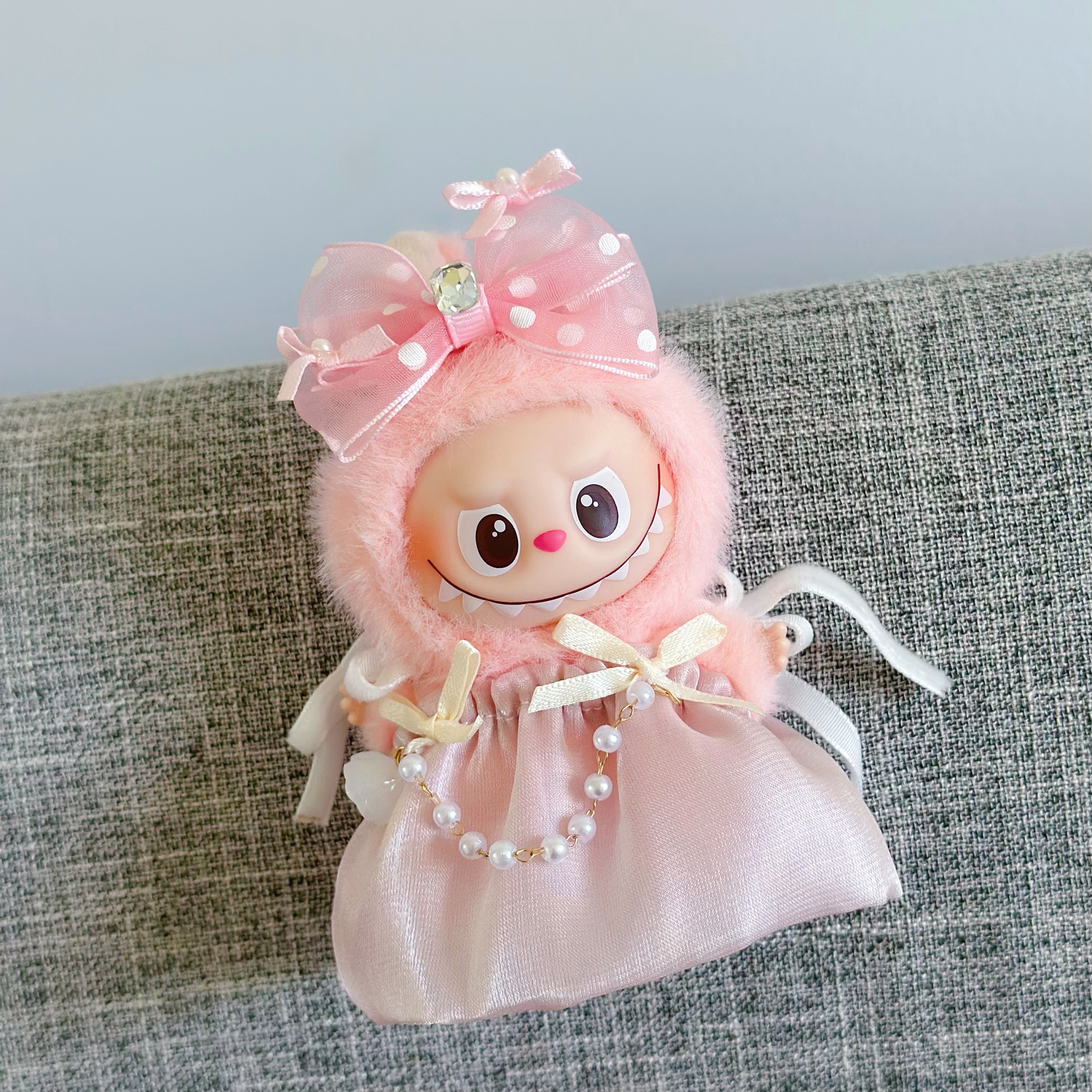 娃衣labubu拉布布4四代心底密码盲盒挂件拉布布粉色裙子换装衣服