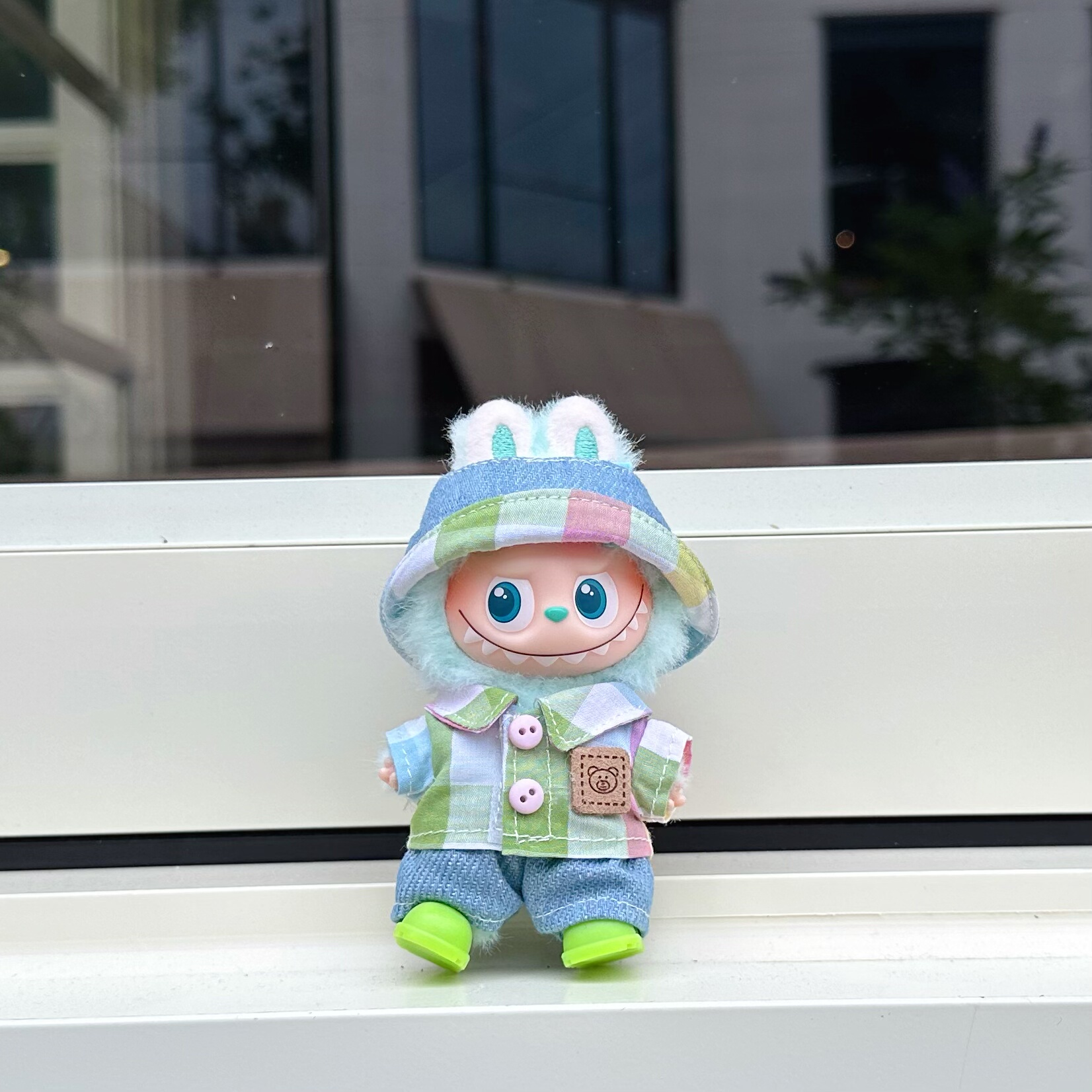 四代10cm拉布布娃衣labubu心底密码换装衣服彩色格子衬衫牛仔裤