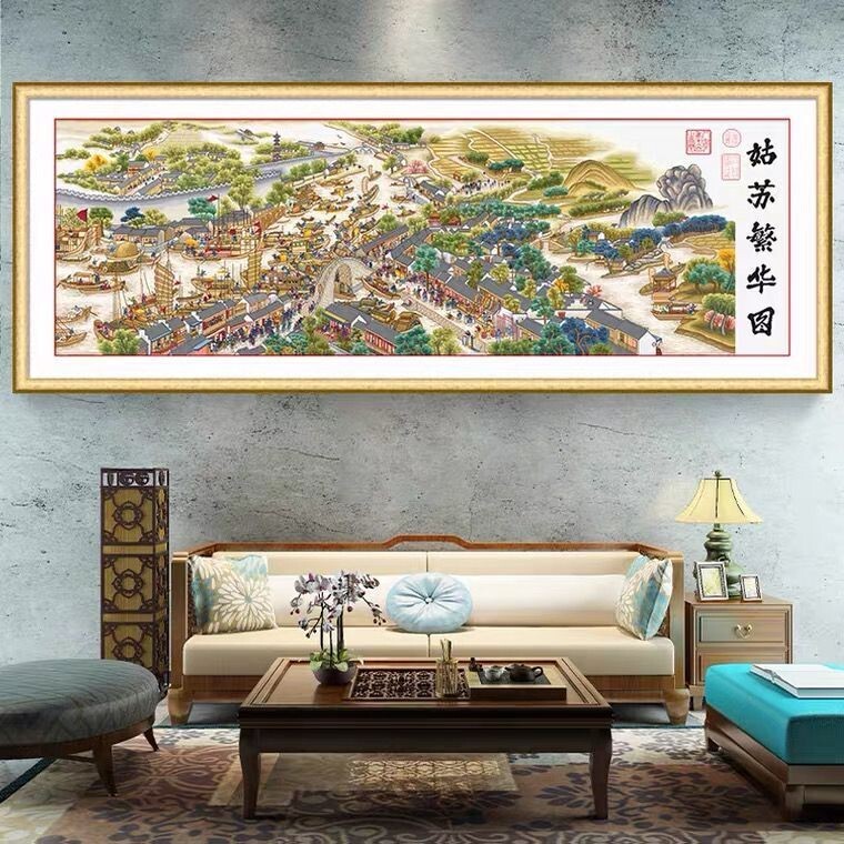 姑苏繁华图十字绣2026新款绣线客厅中国风景大画明清古典手工刺绣