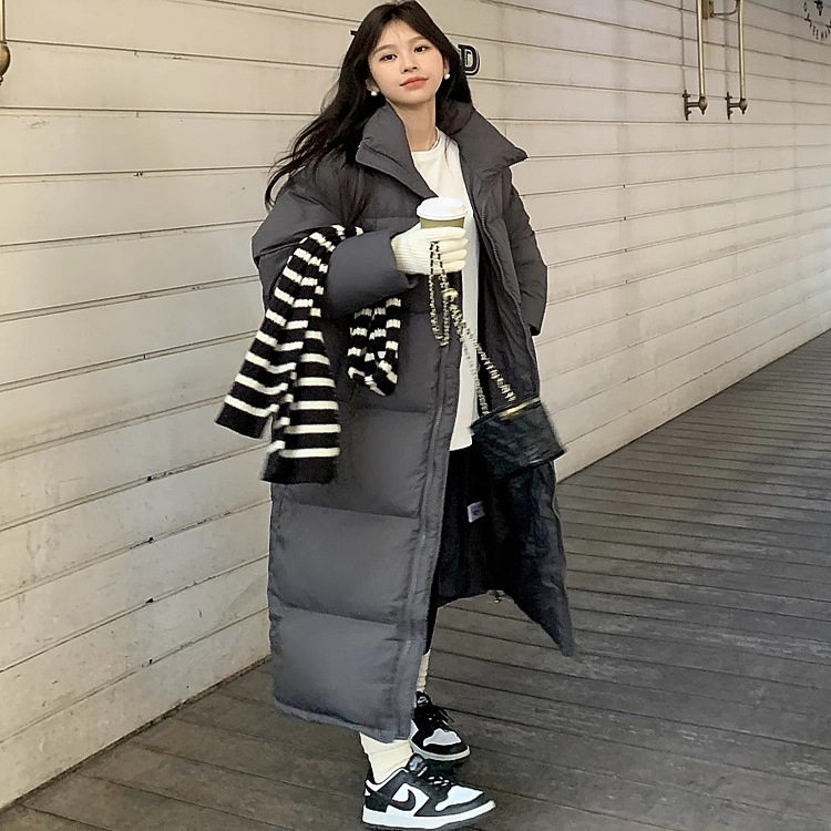 日本OFFCAT冬季新款韩版长款羽绒服女过膝超长加厚宽松立领外套