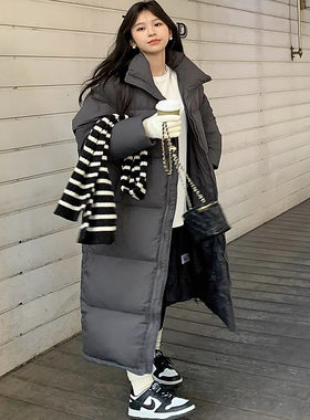 日本OFFCAT冬季新款韩版长款羽绒服女过膝超长加厚宽松立领外套