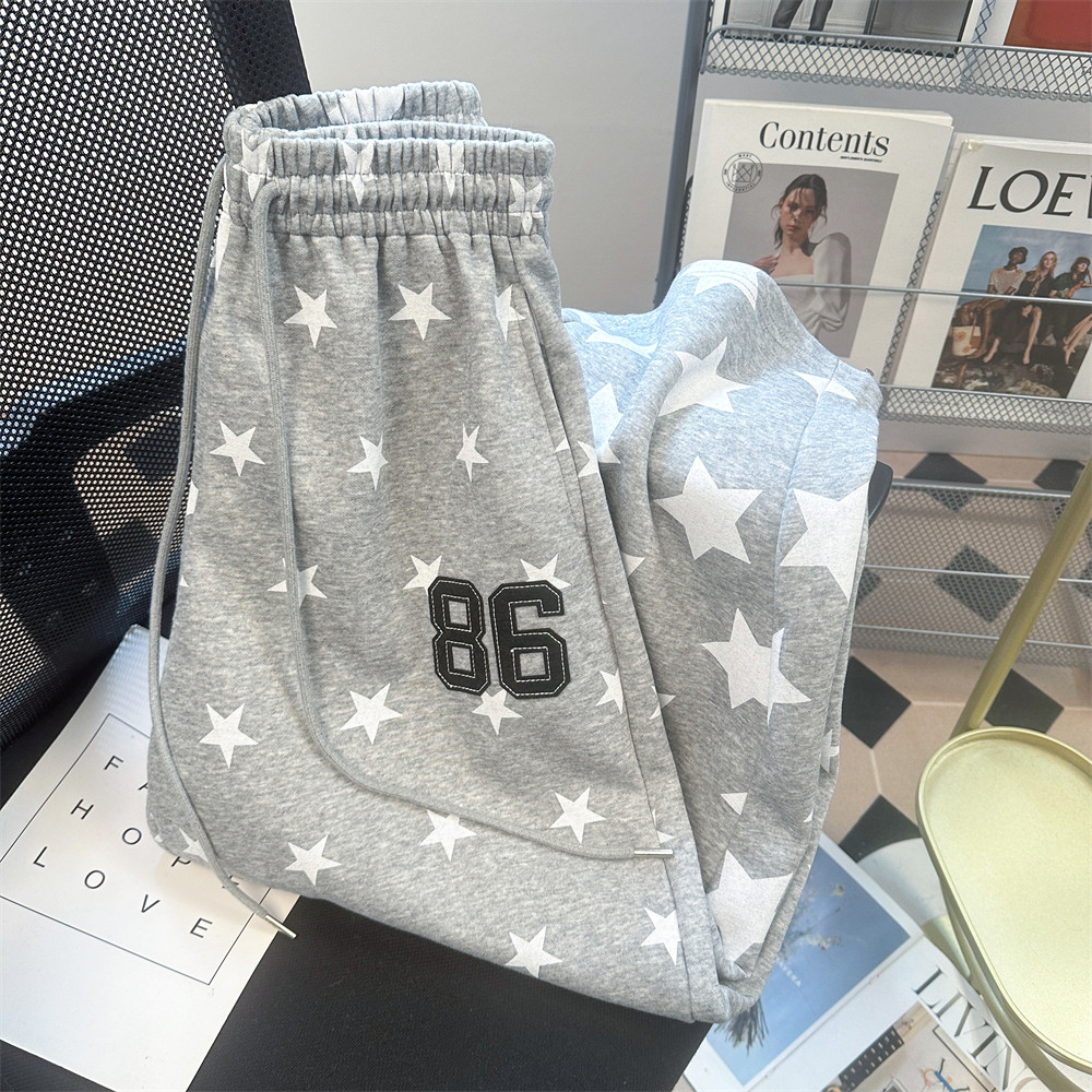 日本offcat美式高街星星满印弯刀运动卫裤女秋季休闲潮牌hiphop爵