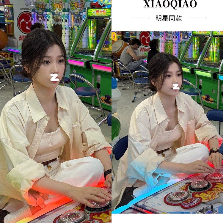 日本offcat虞书欣同款黄色衬衫早秋女新款慵懒风长袖防晒衬衣外套