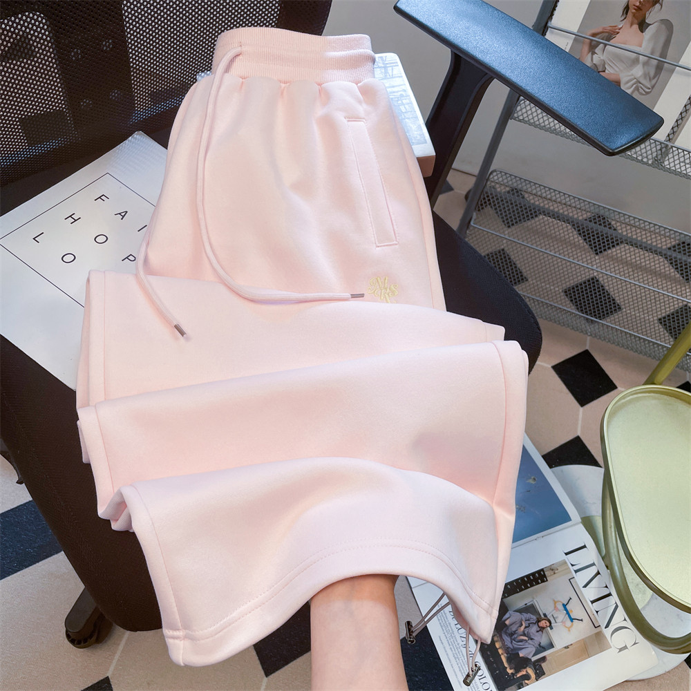 日本offcat美式复古简约基础款抽绳卫裤女秋季粉色百搭休闲直筒拖