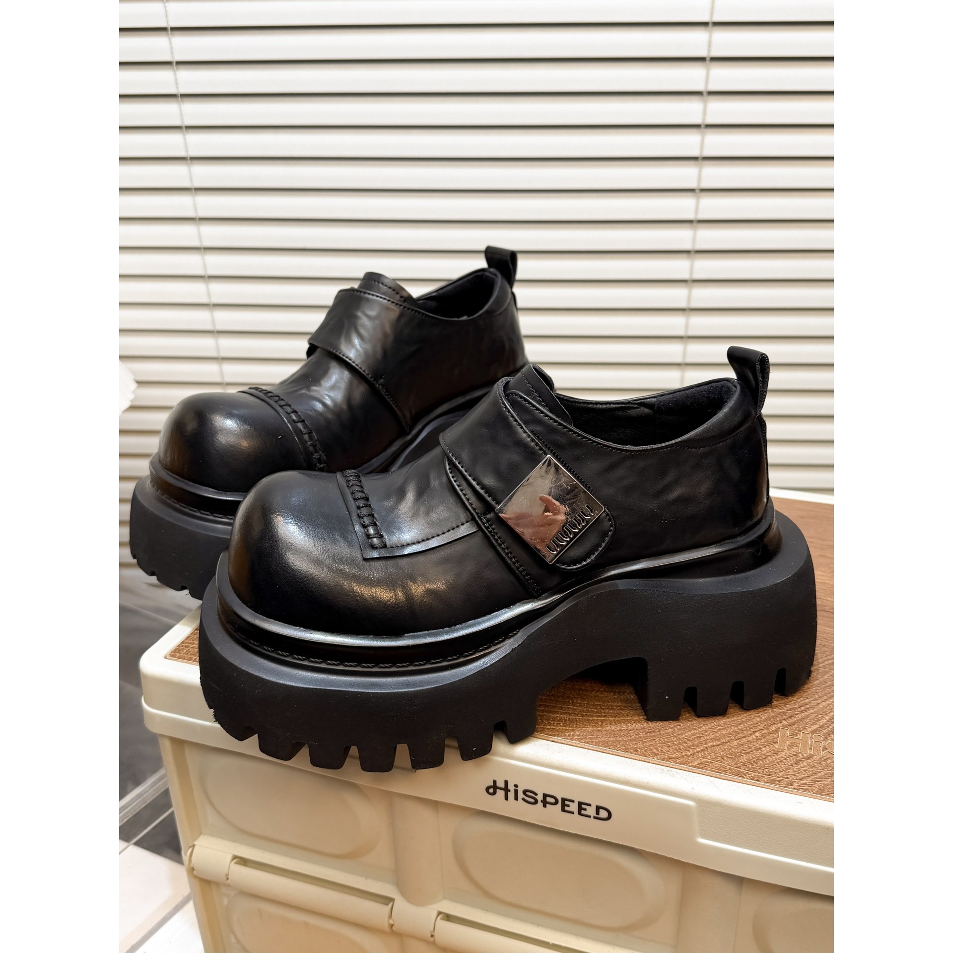 日本offcat8cm真皮英伦风厚底小皮鞋女乐福鞋魔术贴大头深口单鞋,女鞋,深口单鞋,淘宝优惠券,粉丝福利购,淘宝优惠卷