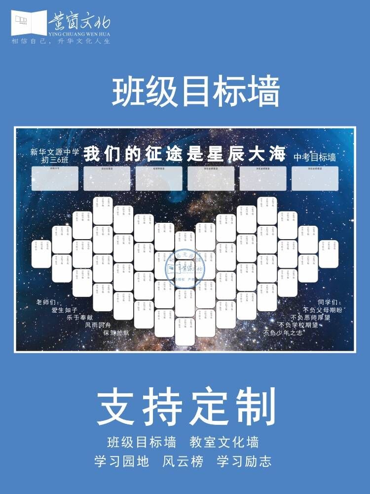 萤窗文化墙贴小学初高中考生地高考大学目标墙心愿班级挑战光荣榜