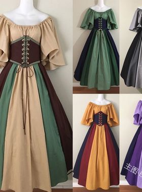 万圣节新款欧洲复古中世纪宫廷长裙cos公主服贵族贵妇皇后礼服装
