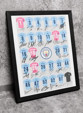 202526年曼城全家福球衣木质装饰相框照片墙桌摆挂框摆件酒吧壁画