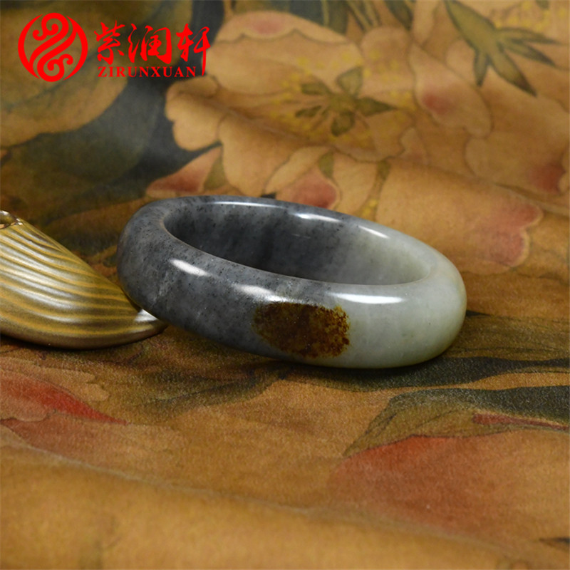 已结缘新疆和田玉籽料手镯水墨青花聚红皮56 5MM意境三色玉镯珍品