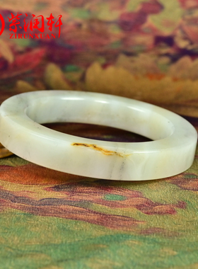 和田玉方条籽料手镯白底糖青花