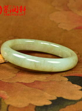 和田玉籽料手镯青白底糖沁水草花