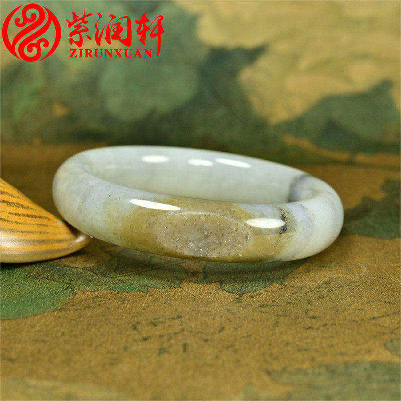和田玉糖皮籽料手镯水墨青花聚糖