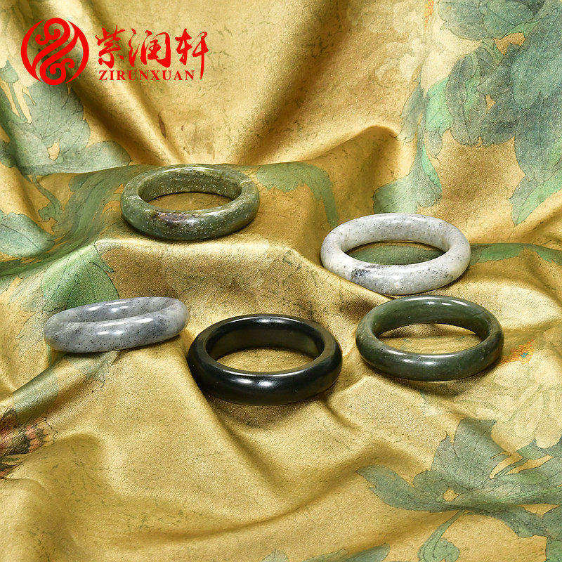 紫润轩新疆和田玉籽料手镯青玉青花枣红皮正装随形哑光玉镯体验款