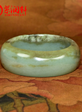 和田玉籽料糖沙枣青手镯宽版随形