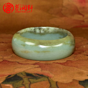 紫润轩新疆和田玉籽料糖沙枣青手镯宽版 随形56MM哑光籽镯珍品级