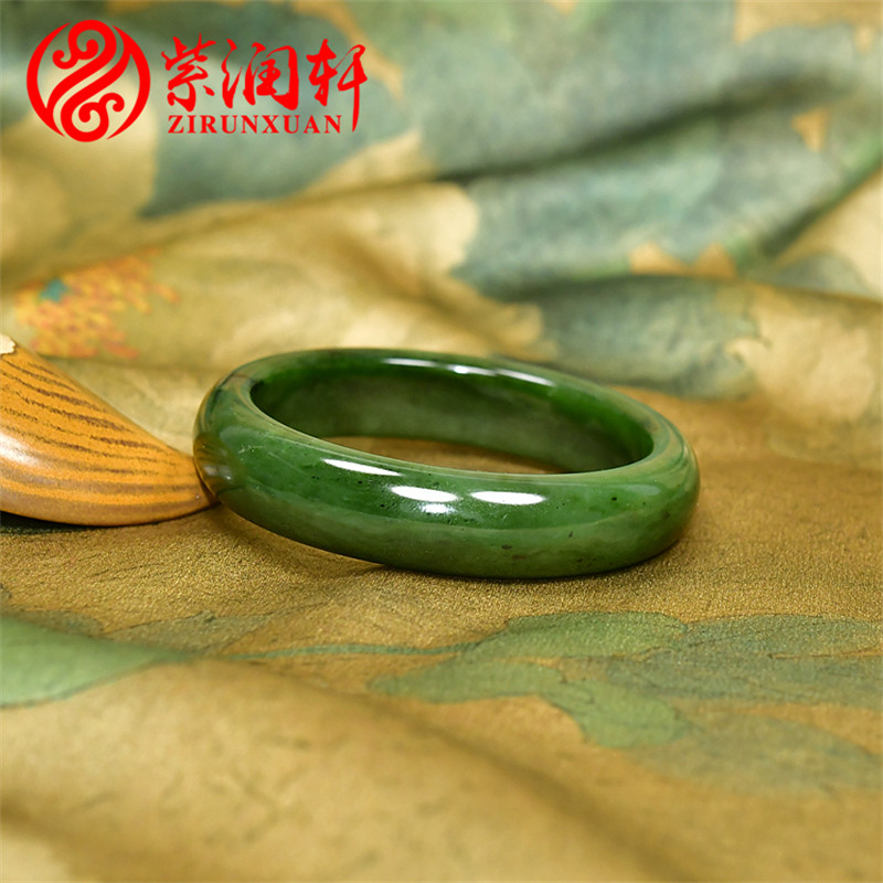 已结缘新疆和田玉碧玉手镯玛纳斯籽料菠菜绿高油58 5MM女款珍藏品