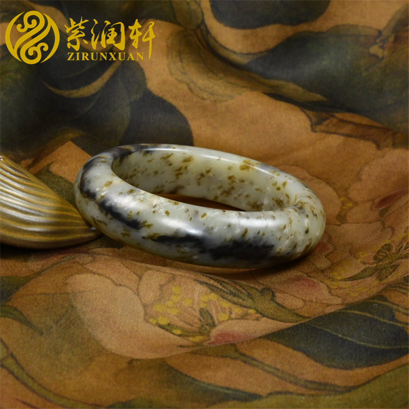 紫润轩和田玉山流水糖青花手镯