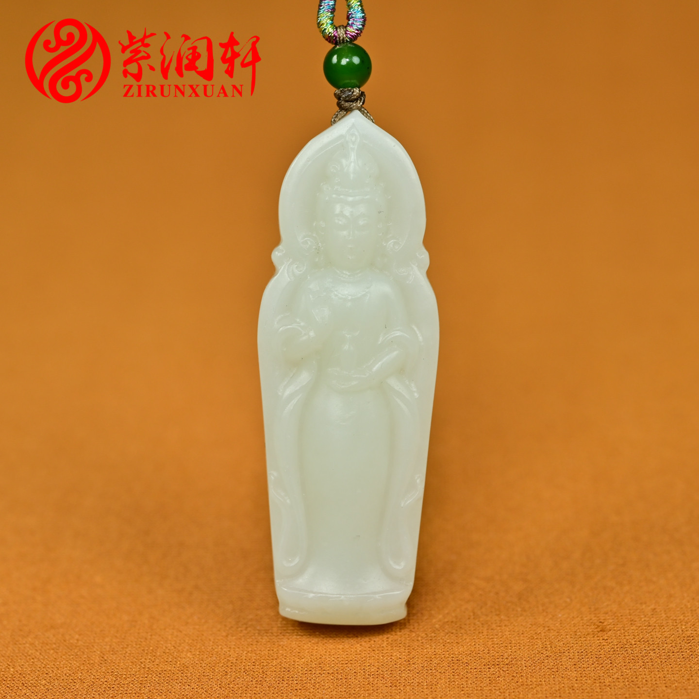 和田白玉观音吊坠玉牌哑光且末料