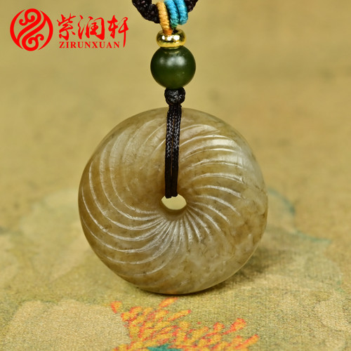 和田玉平安扣吊坠且末平安环糖玉