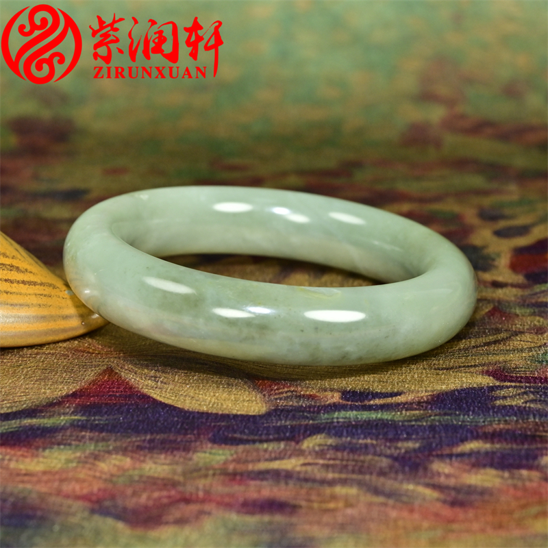 和田玉翠青籽料手镯蓝白翠青籽镯