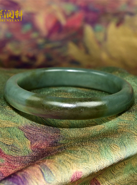 和田玉且末料蓝手镯深蓝糖青玉镯