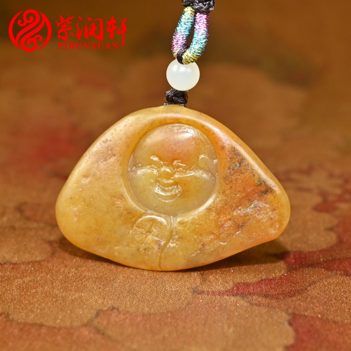 和田玉黄沁佛公籽料吊坠黄玉独籽