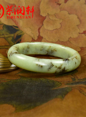 新疆和田玉黄口料手镯山流水飘