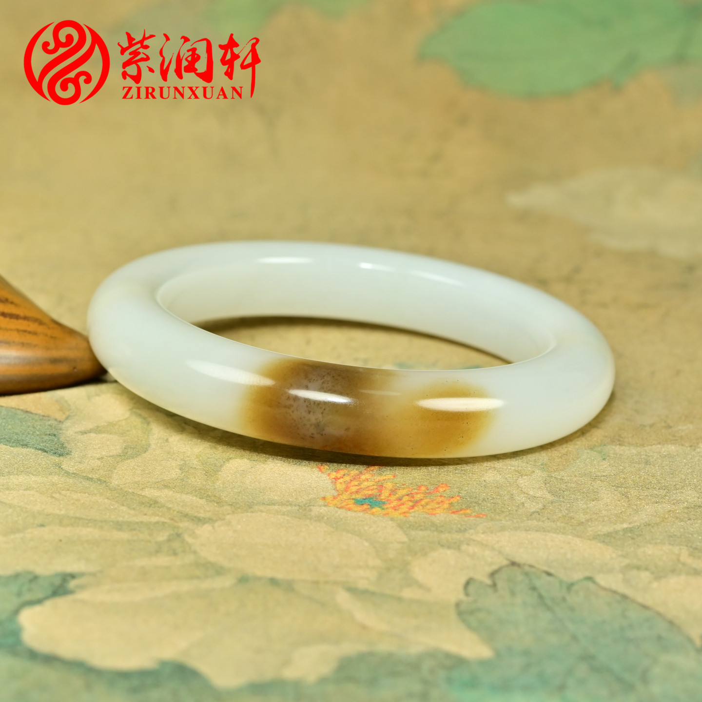 紫润轩新疆和田玉糖白玉手镯60MM且末料羊脂级一口糖玉镯子传家级