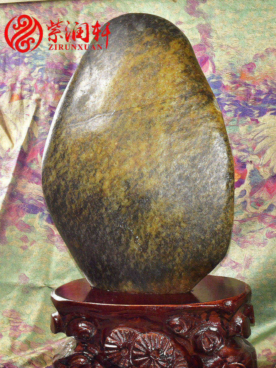 紫润轩新疆和田玉白玉黑皮黄皮秋梨皮籽料独籽原石摆件25斤传世品