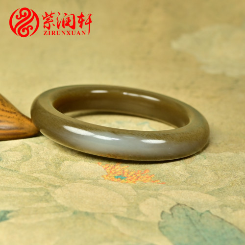 和田玉红糖玉手镯且末料夹心糖白
