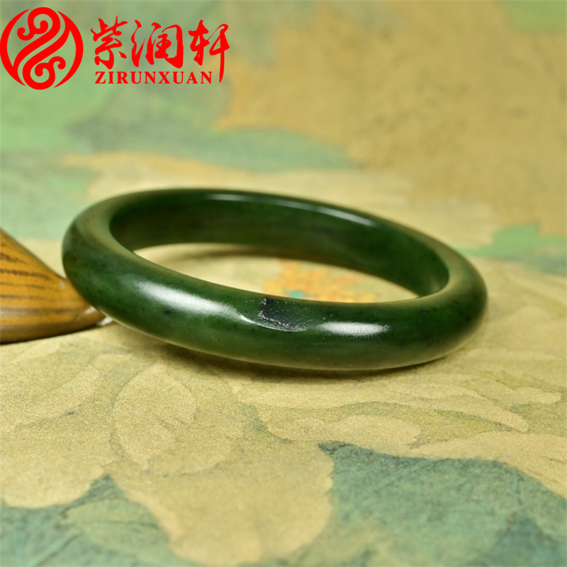 和田玉碧玉籽料手镯菠菜绿高油