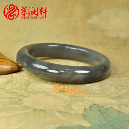 和田玉烟紫手镯紫罗兰色帝王紫