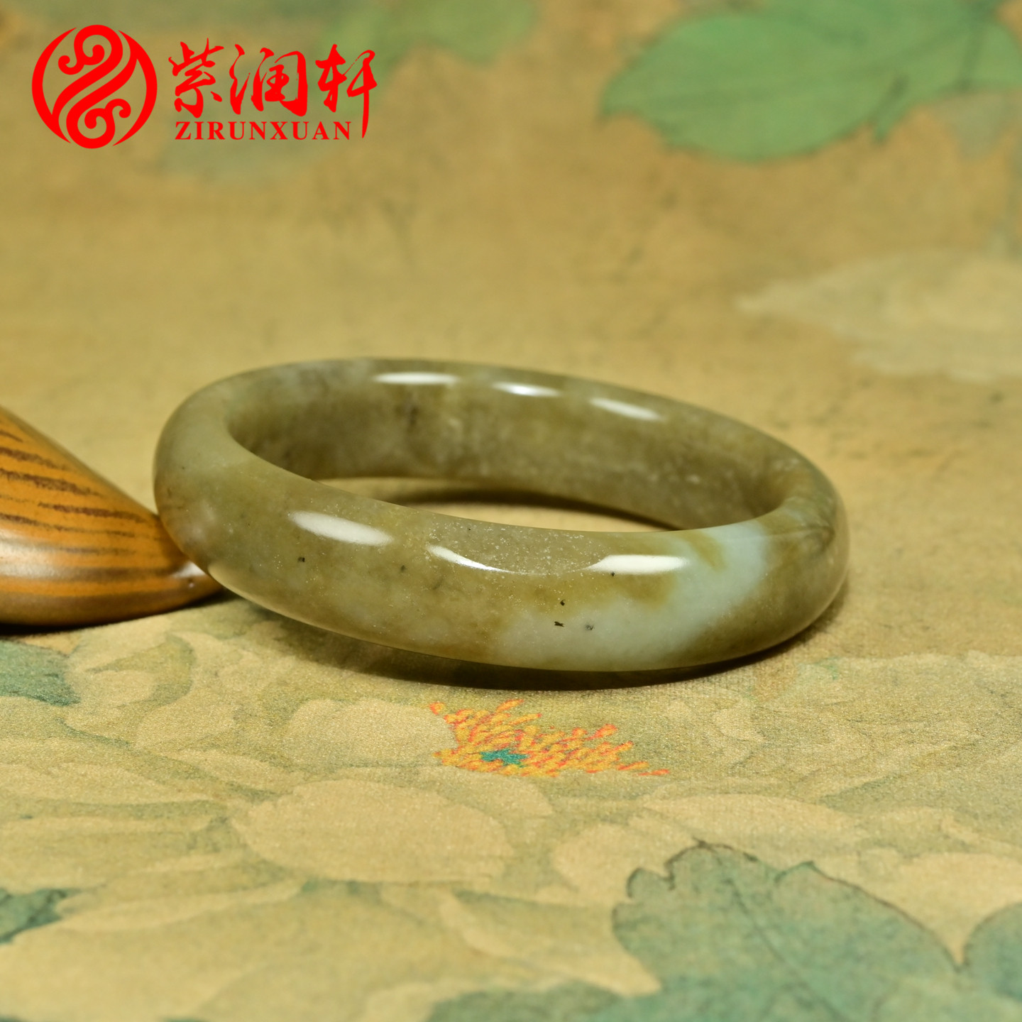 紫润轩新疆和田玉糖青白玉籽料手镯59MM糖黄玉蜜糖俏色玉镯收藏级