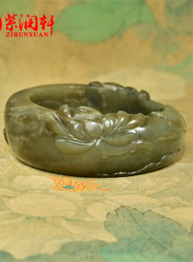 和田玉糖沁籽料莲花手镯宽版