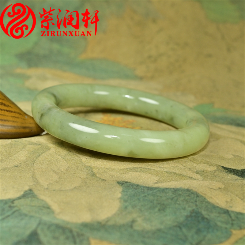 和田玉黄玉青花手镯黄口若羌黄玉