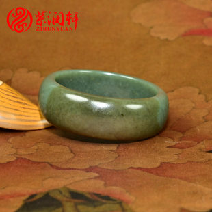 紫润轩新疆和田玉沙枣青籽料手镯宽条半糖俏色56 5MM籽玉镯收藏级