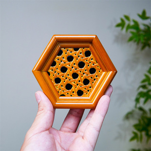 竹编六角形杯垫花格杯垫竹制品 垫子 茶具 茶配件