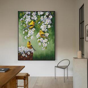 梨花黄莺鸟十字绣2024新款自己绣手工客厅卧室小画刺绣系列动物