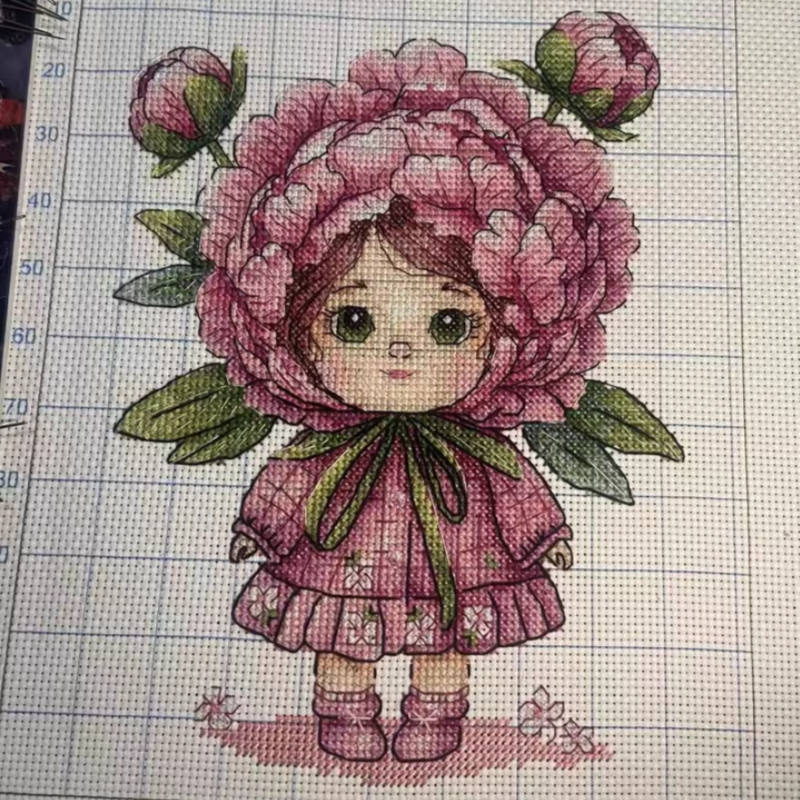 【CC2266-牡丹花女孩】十字绣2024新款手工客厅餐厅书