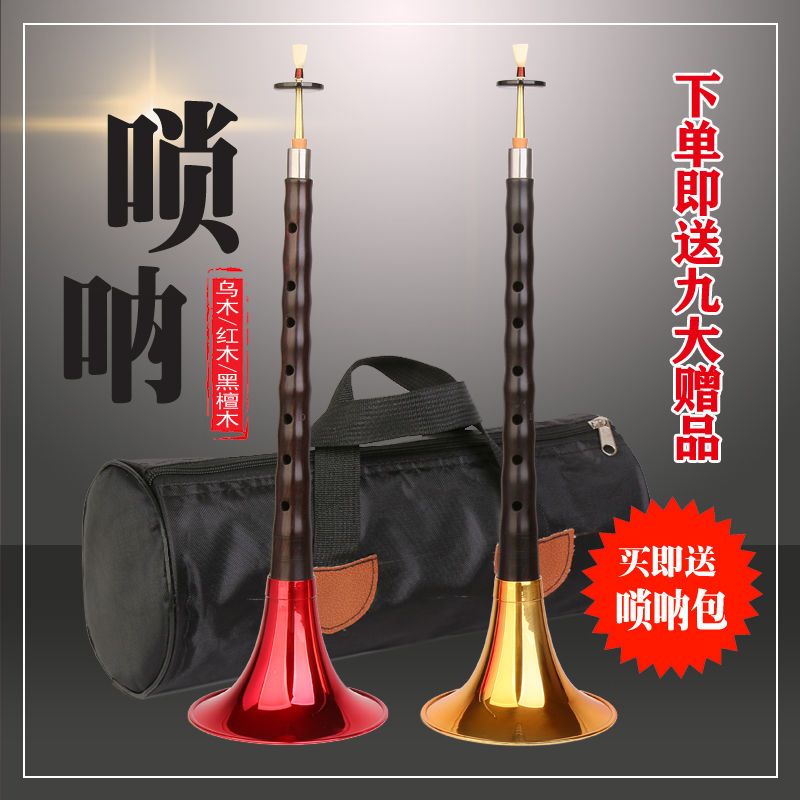 包邮唢呐乐器全套初学者乌木红木唢呐D调成人专业小唢呐送唢呐包